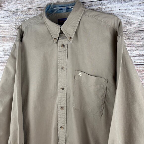 Pendleton Shirt Button Down Long Sleeve Solid Tan Beige Men's Large - Picture 3 of 13